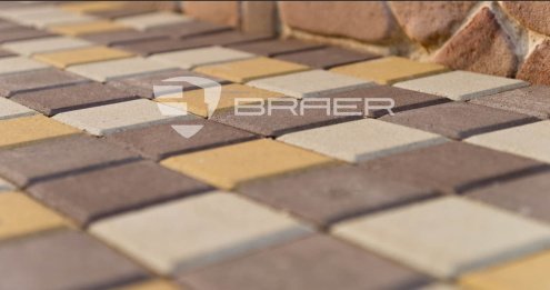 Тротуарная плитка Braer Standart Лувр песочный частичный прокрас 200х200х60 мм рис 3