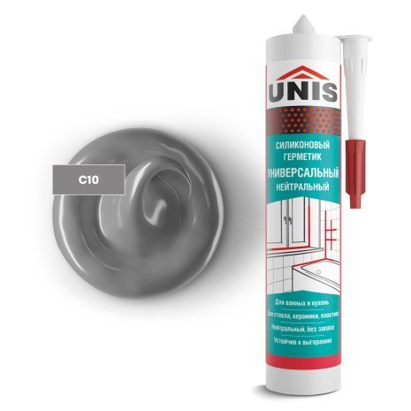Герметик силиконовый нейтральный Unis UN-80 С10 Антрацит 300 мл рис 1