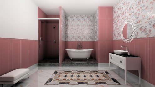 Керамическая плитка Kerama Marazzi Монфорте розовый матовая 1200х400х12мм декор панель 14007R рис 2