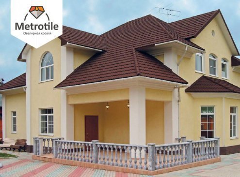 Композитная черепица гонт Metrotile MetroBond кофе с посыпкой 1330х410 мм рис 3