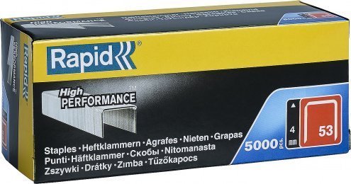 Скобы тонкие RAPID тип 53, супертвердые, профессиональные, 4мм, 5000шт арт.23808700 рис 1