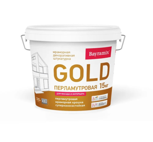 Штукатурка декоративная с перламутровой мраморной крошкой Bayramix Gold mineral GR 019 ведро 15 кг рис 2