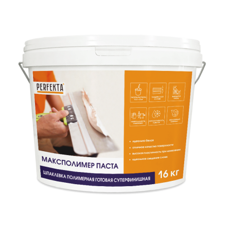 Шпаклевка полимерная готовая суперфинишная Perfekta Максполимер Паста 16 кг рис 1