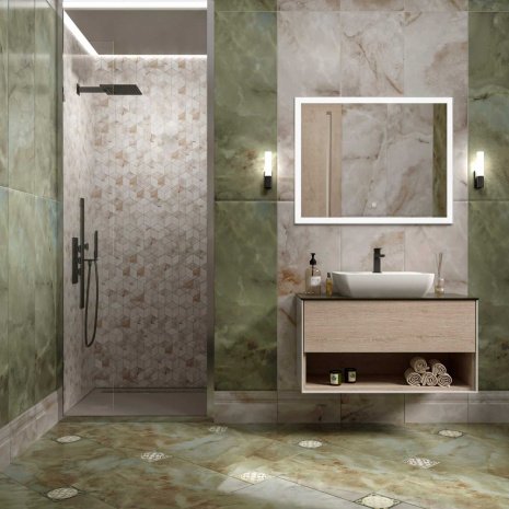Керамическая плитка Kerama Marazzi Джардини светло-бежевый глянцевая 450х375х10мм декор мозаичный T017/14023 рис 3