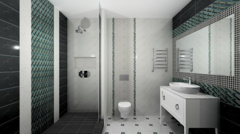 Керамическая плитка Kerama Marazzi Алькала черный микс глянцевая 500х200х8мм декор мозаичный MM7204A рис 2
