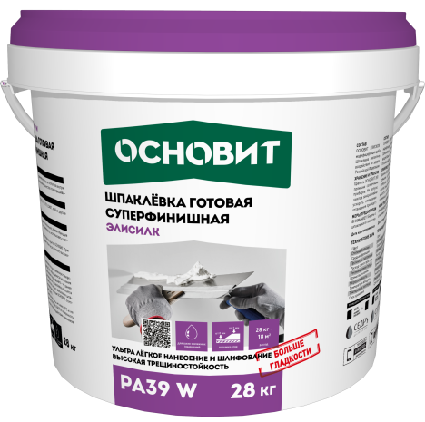 Шпатлевка Основит ЭЛИСИЛК РА39 W, цвет: белый (ведро 28кг) рис 1
