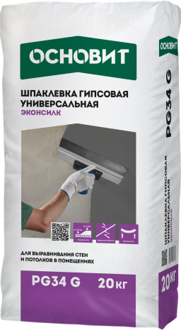 Шпатлевка финишная Основит ЭКОНСИЛК PG34 G (Т-34), цвет: серый (мешок 20кг), арт. рис 1