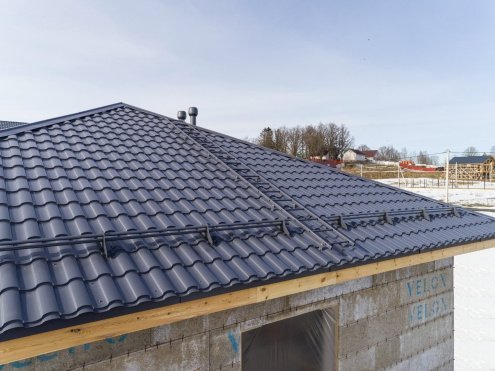 Металлочерепица гонт Grand Line Kredo RR 23 темно-серый  greencoat pural matt bt 500-8000х1190 мм рис 3