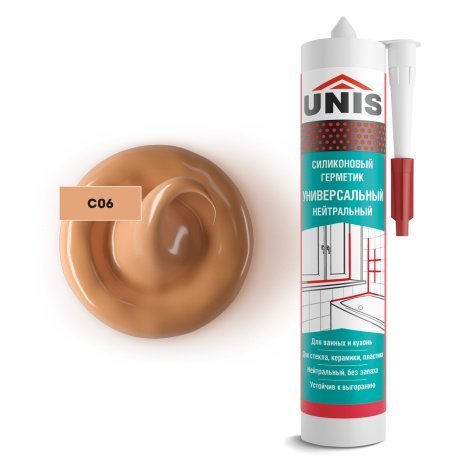 Герметик силиконовый нейтральный Unis UN-80 С06 Какао 300 мл рис 1