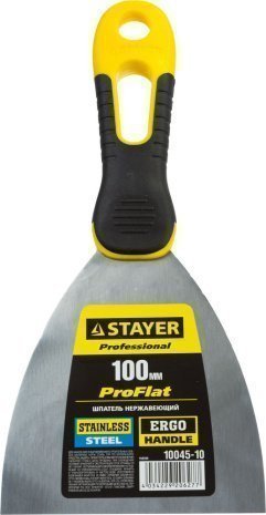 Шпатель STAYER PROFESSIONAL нержавеющее профилированное полотно, 2к ручка, 100 мм арт.10045-10 рис 2