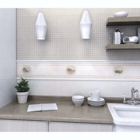 Керамическая плитка Kerama Marazzi Бисер белый матовая 250х20х10мм бордюр карандаш 70 рис 3