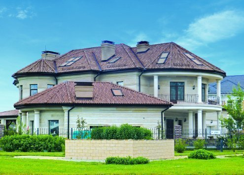Цементно-песчаная черепица рядовая Braas Адриа коричневый 420х330 мм рис 4