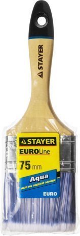 Кисть плоская STAYER EURO AQUA для воднодисперсионных и акриловых ЛКМ, искусственная щетина, деревянная ручка, 75мм (3") арт.01062-075 рис 2