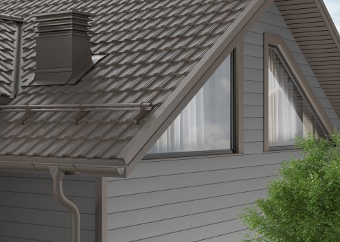 Модульная металлочерепица гонт Aquasystem Гетеборг RR 32 темно-коричневый  rooftop glance 1205х770 мм рис 2