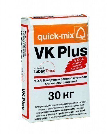 Кладочный раствор для облицовочного кирпича Quick-mix VK plus, цвет: кремово-желтый (K) (мешок 30кг), арт.72110 рис 1