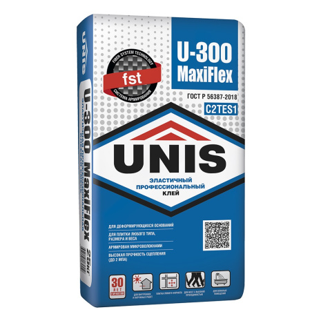 Клей плиточный Unis MaxiFlex U-300 25 кг рис 1