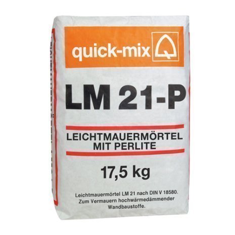 Теплоизоляционный кладочный раствор с перелитом Quick-mix LM 21-P, цвет: серый (мешок 17,5кг), арт.72331 рис 1