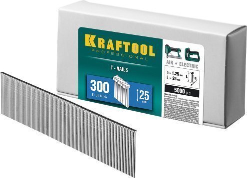 Гвозди для нейлера KRAFTOOL 25 мм, тип 300, 5000 шт, арт.31785-25 рис 1