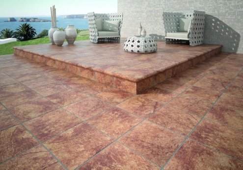 Клинкерная плитка Gres de Aragon Jasper цвет: Peldano 24-33 Marron, поверхность: матовая размер: 330х330х18мм, ступень фронтальная 30186 рис 2