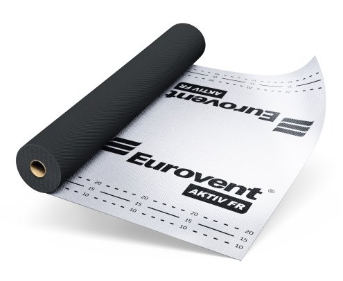 Пароизоляционная мембрана Eurovent Aktiv FR 150 г/м2 50х1,5 м алюминиевый/черный рис 1