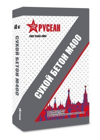 Сухой бетон М-400 Русеан -, цвет: серый (мешок 40кг) рис 1