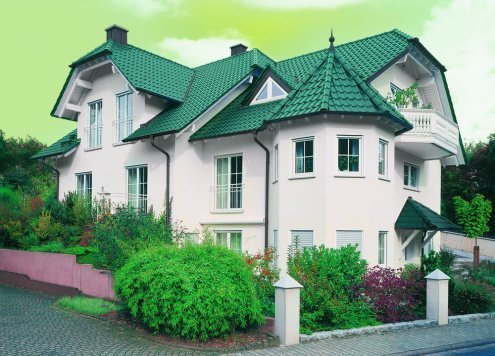Керамическая черепица рядовая Braas Рубин 13V зеленая ель топ-глазурь 436х274 мм рис 3