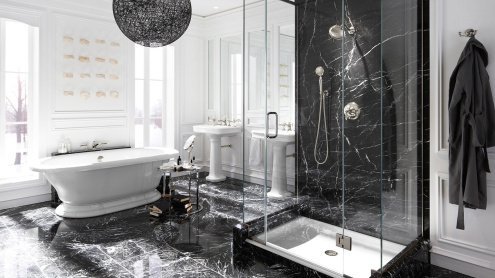Натуральный камень мрамор антика negro marquina 500х500х30 мм рис 2