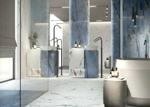 Керамогранит Rex Ceramiche Heritage luxe Azure Glossy неглазурованная 2800х1200х6 мм рядовая плитка 774694 рис 2