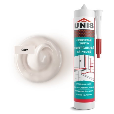 Герметик силиконовый нейтральный Unis UN-80 С09 Жемчужно-серый 300 мл рис 1