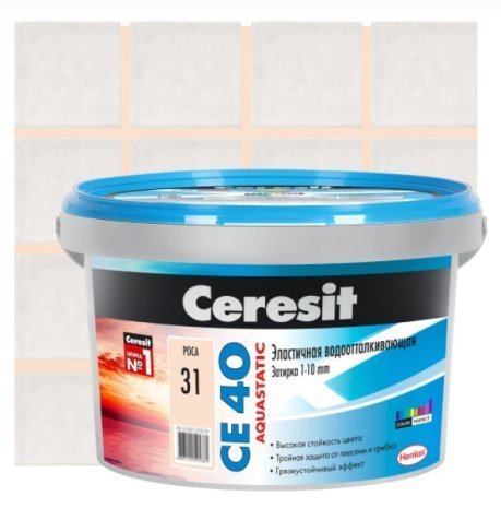 Затирка для швов Ceresit CE 40 Aquastatic, цвет: роса (ведро: 2кг) рис 2