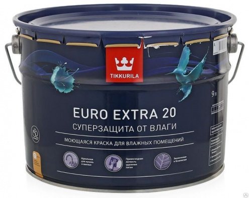 Краска Tikkurila Euro Extra 20 база 1 A (белая, светлые тона) 9л рис 1