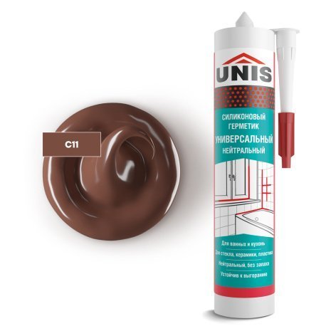 Герметик силиконовый нейтральный Unis UN-80 С11 Шоколад 300 мл рис 1