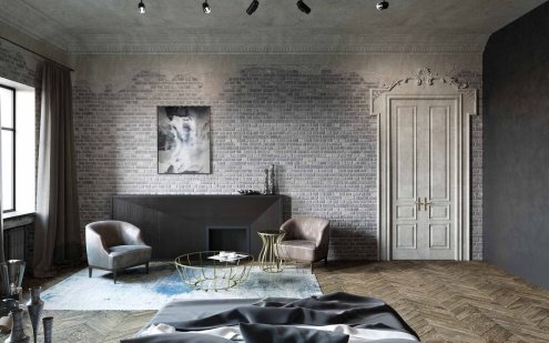 Искусственный камень плоский White Hills Рейн Брик 349-10 серый рис 2