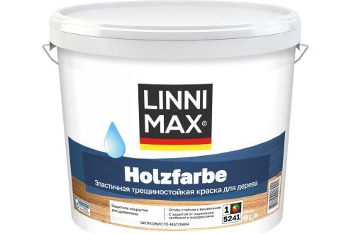 Краска водно-дисперсионная LINNIMAX Holzfarbe Base1 белая 9 л рис 1
