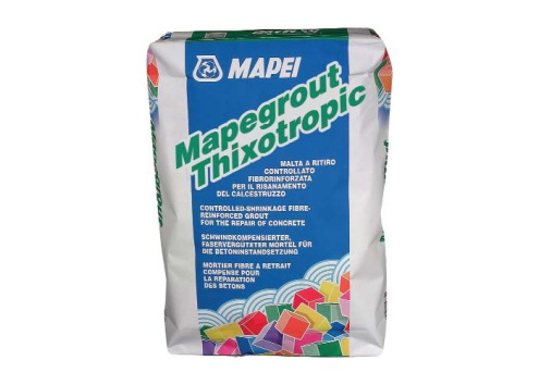 Сухая смесь для ремонта бетона безусадочная быстротвердеющая Mapei Mapegrout Thixotropic, цвет: серый Мешок 25кг рис 1