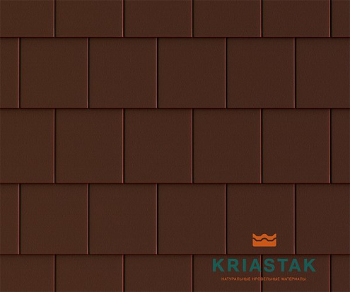 Цементно-песчаная черепица рядовая Kriastak Platt коричневый матовое 420х330 мм рис 2