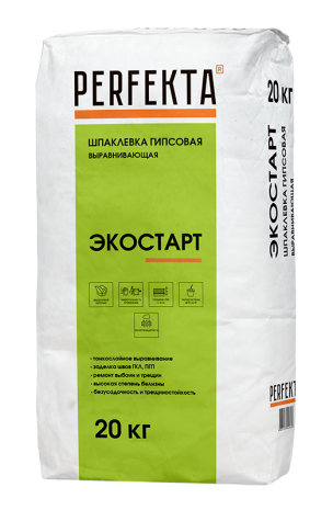 Шпаклевка гипсовая выравнивающая Perfekta Экостарт 20 кг рис 1