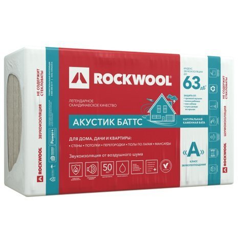 Теплоизоляция Rockwool Акустик Баттс 1000х600х50 рис 1