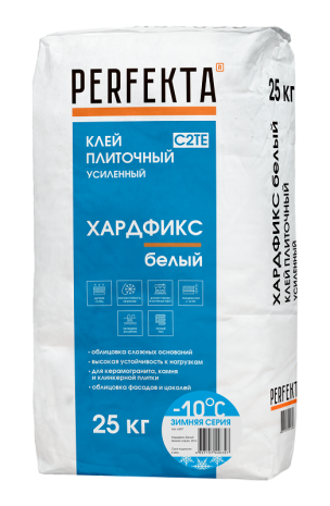 Клей плиточный усиленный Perfekta Хардфикс белый C2 ТЕ Зимняя серия 25 кг 6307 рис 1