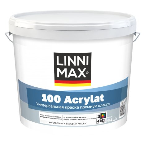 Краска водно-дисперсионная LINNIMAX 100 Acrylat Base3 прозрачная 9,4 л рис 1