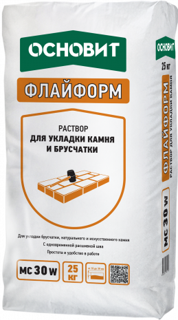 Раствор для укладки камня с одновременной расшивкой шва Основит ФЛАЙФОРМ MC30 W, цвет: 010 белый (мешок 25кг) рис 1