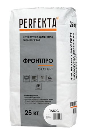 Штукатурка цементная высокопрочная тонкослойная Perfekta Фронтпро Эксперт Плюс 25 кг рис 1