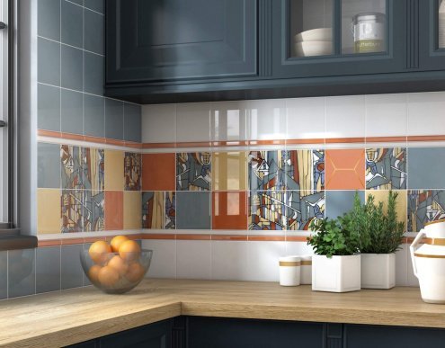 Керамическая плитка Kerama Marazzi Витраж оранжевый глянцевая 150х150х6,9мм декор OP/D181/17066 рис 2