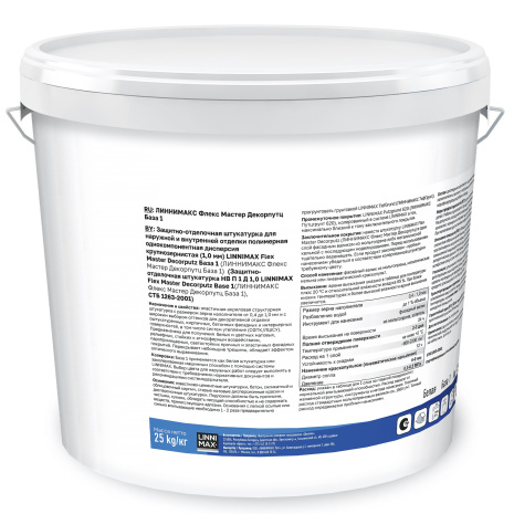 Штукатурка декоративная акриловая для внутренних и наружных работ LINNIMAX Flex Master Decorputz Base1 25 кг 948106577 рис 2