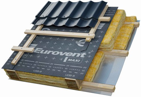 Супердиффузионная мембрана Eurovent Maxi 140 г/м2 50х1,5 м антрацит/антрацит рис 2