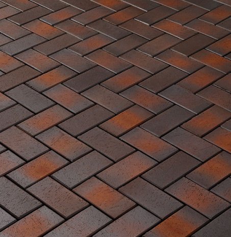 Брусчатка клинкерная Vandersanden Premium Oberlausitz Calau 45 blue-red-brown multi-coloured полный прокрас 200х100х45 мм рис 1