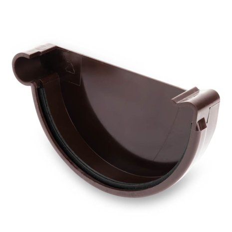 Водосточная система GALECO PVC 124/80мм, заглушка желоба (левая), ПВХ, цвет: темно-коричневый рис 1