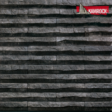 Искусственный камень плоский Kamrock Линейный рельеф 24010 черный рис 1