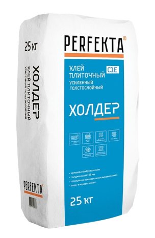 Клей усиленный для керамогранита и керамической плитки Perfekta Холдер, цвет: серый (мешок 25кг) рис 1