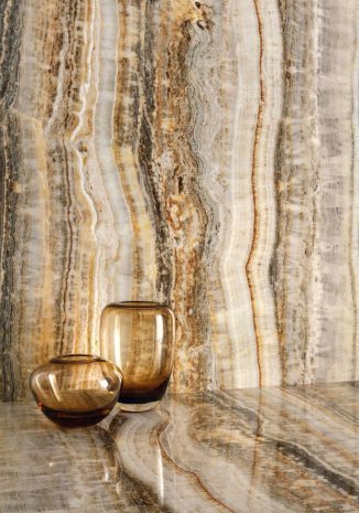 Керамогранит Rex Ceramiche Eccentric luxe Caramel Glo неглазурованная 2800х1200х6 мм рядовая плитка 778824 рис 2